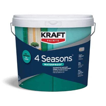 ΑΚΡΥΛΙΚΟ ΧΡΩΜΑ ΣΙΛΙΚΟΝΟΥΧΟ 4 SEASONS WATERPROOF ΛΕΥΚΟ ΜΑΤ (3L) KRAFT